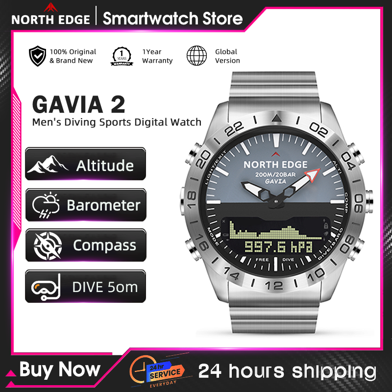 NORTH EDGE Mens Dive Watch Mil - Altimeter Compass Watch recension och pris