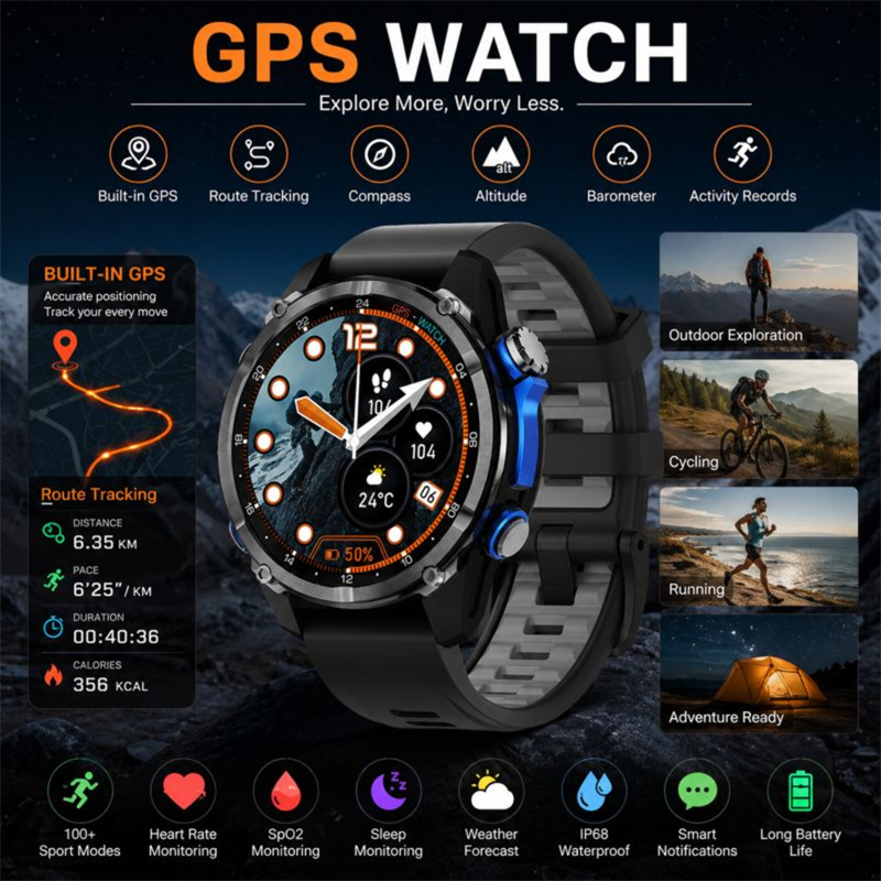 HD350 Pro Military Grade AGPS  - Altimeter Compass Watch recension och pris