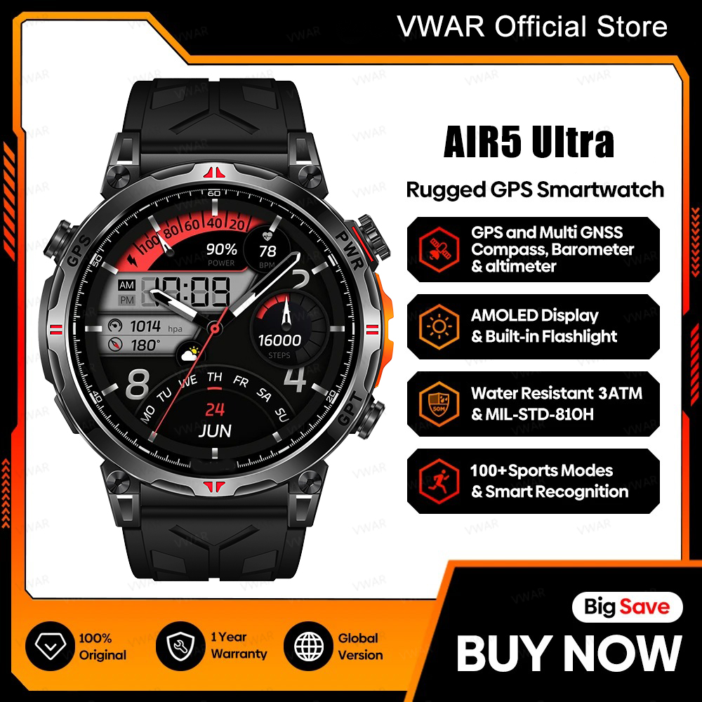 VWAR Air5 Ultra GPS Smartwatch - Watch Vs Smartwatch recension och pris